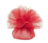 25 pz sacchetto tondo in organza porta confetti 2 veli con tirante d. 25 cm ross