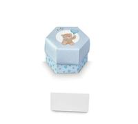 Formoso Bomboniera Scatola ESAGONO Confetti Orsetto Celeste Little Bear 6 x h 4 Cm Set 10 pz Art 17847C