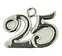 Formoso Ciondolo Numero 25° esimo Ideale per Decorazione bomboniera Matrimonio Anniversario 3 cm Set 12 pz Art 12A030