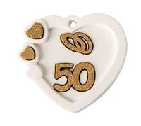 Formoso Decorazione Bomboniera Cuore in Gesso con 50 esimo Argento Anniversario 4 cm Confezione 6 pz Art 08A056