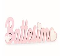 Formoso Decorazione Scritta Il Legno Rosa Battesimo Decorazione 55,5x3x14,7 cm Art 28797