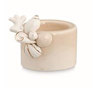 Formoso Porta Candela Tondo T-Light in Ceramica Inserto Conchiglia Bomboniera Matrimonio con Scatola D 5,5xh5,5 cm Art 28836