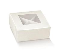 Formoso Scatola Confetti Modello Pratica Seta Bianco Finestra Trasparente e Separatori 10 x 10 x h 4 cm Confezione 10 pz Art 12921