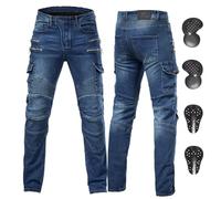 ForMTRider Jeans Moto Uomo con Armatura CE Rimovibile e Ventricoli d'Aria Regolabili per Comfort di Guida in Tutta L'Anno,Blu,M=34W/30L