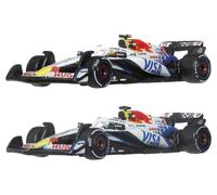Hot Wheels Premium Formula 1 - Team Visa Cash App Racing Bulls F1, 2 macchinine con pneumatici reali e le coppie di piloti della stagione 2025, n.30 Liam Lawson e n.6 Isack Hadjar, JMM94
