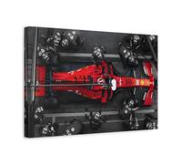 Formula 1 Pit Stop Canvas Wall Art Print - Ferrari F1 Leclerc Home Decor 18x12inch 45x30cm (Horizontal) / 1.25inch 3.175cm