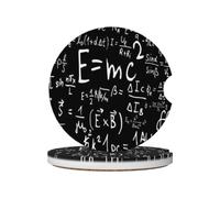 Formula della legge fisica E=mc², Sottobicchieri per portabicchieri auto, confezione da 2, sottobicchieri in ceramica assorbente con base antiscivolo in sughero.