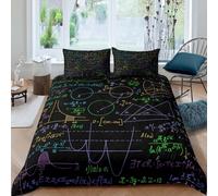 Formula Matematica Set Copripiumino una Piazza e Mezza 200x200 Stampa 3D Biancheria da Letto Stile Moderno Microfibra Copripiumino a Tre Pezzi con Cerniera + 2 Federe 50x80 cm j.2163