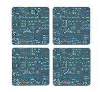 Formula matematica stampata,Sottobicchieri quadrati in sughero MDF, sottobicchieri per tazze, set di 4 sottobicchieri per bevande