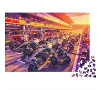 Formulaa Race 1000 Pezzi Jigsaw Puzzle Riciclabile Pit Stop Puzzles per Anziani Accessori per il Tempo di Gioco in Famiglia Allevia la Demenza Senile Great Regalo 52x38cm/1000 Pezzi