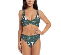 Formulas Shapes Theory Matematica Bikini Set per le donne Split Costume da bagno Costume da bagno Pantaloncini e Top Sport acquatici Estate, Nero , M