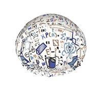 Formule di fisica su carta da nota Cuffia da impermeabile, Cuffia elastica per capelli da bagno Protezione ambientale Cuffia da bagno per capelli, Doppio strato impermeabile Cappello da