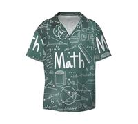 Formule Forme Teoria Lezione di Matematica Parola Stampa Parola Uomo Manica Corta, Abbottonatura Estate Spiaggia Camicia Casual Casual Camicia Larga, Camicie Abito, Nero , L