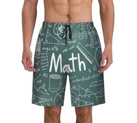 Formule Forme Teoria Lezione di Matematica Parola Stampa Uomini Costume Da Bagno Leggero Traspirante Spiaggia Escursioni Pantaloncini Surf Attività Estive, Nero , XXL