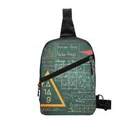Formule Forme Teoria Lezione di Matematica Parola Stampato Borsa a Tracolla Borsa a Tracolla per Uomo Donna, Pieghevole Outdoor Crossbody Petto Pack Sport Daypacks, Formule Forme Teoria Matematica