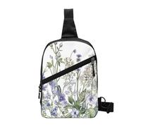 Formule Forme Teoria Lezione di Matematica Parola Stampato Borsa a Tracolla Borsa a Tracolla per Uomo Donna, Pieghevole Outdoor Crossbody Petto Pack Sport Daypacks, Erbe Fiorite E Piante Erbacee, One