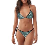 Formule Forme Teoria Lezione di Matematica Stampa Parola Leggero Donne Bikini Costume Da Bagno Due Pezzi Beachwear Estate Attività Subacquee, Nero , L