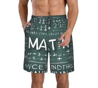 Formule Forme Teoria Matematica Stampa Pantaloncini Comodi Pantaloncini Pratici Costumi Da Bagno Vacanze Estive Giorni Spiaggia Escursioni Casual, bianco, XXL