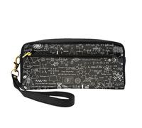 Formule scientifiche disegnate a mano sulla lavagna per lo sfondo, Borsa per il trucco Borsa per cosmetici Borsa da viaggio portatile da toilette Astuccio in pelle per donne e ragazze