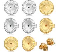 Formulen 8 chiusure posteriori per orecchini cadenti, grandi chiusure di ricambio per orecchini a perno con chiusura sicura per orecchini pesanti (argento + oro, 9 mm)
