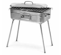 Fornacetta a Carbonella Grande 37x27x65 cm con Coperchio e Griglia Cromata - Barbecue Portatile con Gambe Richiudibili - BBQ Carbonella da Giardino, Fornacella per Arrosti e Grigliate