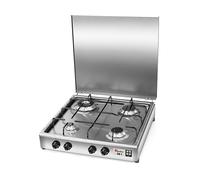 CFParker Fornello 4 fuochi a gas Metano Valvola di Sicurezza Bruciatore Doppia Corona Acciaio Inox made in italy mod. 542ACCGPSm/C