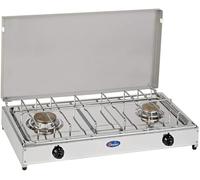 Fornello 2 fuochi a gas Gpl / Metano piano acciaio inox Valvola di Sicurezza IT