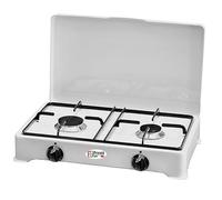 Fornello 2 fuochi a gas GPL smaltato bianco per uso esterno Made in Italy completo di regolatore di pressione e 1500 mm. di tubo gas - 2002/GP