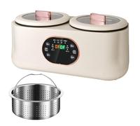 Fornello a doppia pentola completamente automatico da 900 W, 1,8 L+1,8 l Smart Touch Screen Automatic Slow Cooker, 8 ore di conservazione del calore, sei funzioni, doppia pentola e doppi controlli