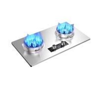 Fornello a gas 2 fuochi 5,2 KW fuoco alto con timer a 9 velocità, pannello in acciaio inox e griglia in ghisa, con protezione anti-fiamma