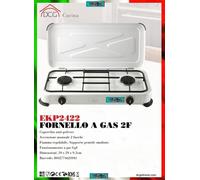 Fornello a Gas 2 Fuochi Campeggio Balcone- Coperchio Anti-polvere, GPL, Smaltato