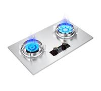 Fornello A Gas 2 Fuochi, Fornello In Rame Fuso In Acciaio Inossidabile, Fornello Convertibile GN/GPL, Con Protezione Antincendio E Timer, For Casa E Camper, 5,2KW/7,0KW(NG)