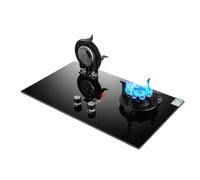 Fornello A Gas 2 Fuochi, Fornello Ribaltabile Da 5,2 KW, Piano Cottura In Vetro Temperato Nero, Fornello Di Conversione GN/GPL Con Protezione Antincendio E Timer(NG)