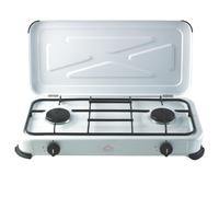 Fornello a gas 2 fuochi in acciaio con griglia 2,6 kW 70-100g/h con coperchio