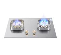 Fornello A Gas 2 Fuochi,Supporto Pentola In Rame Fuso In Acciaio Inossidabile,Fornello Di Conversione NG/GPL,Doppio Uso Desktop/incorporato,con Protezione Antincendio,5,2KW/7,2KW(NG)