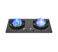 Fornello A Gas 2 Fuochi Tredici Camere 7,6KW Accensione In Vetro Temperato Doppio Bruciatore Da Campeggio GPL/Gas Naturale, Dispositivo Di Protezione In Caso Di Spegnimento Accidentale Della Fiamma(LP