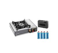 Fornello a gas 2200 W INOX + 4 cartucce di gas 190 g KEMPER