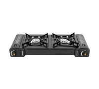 Fornello a gas a 2 fuochi, per bombola a gas, portatile, da campeggio, in alluminio, fornello a gas da campeggio, con accensione piezoelettrica, per picnic all'aperto