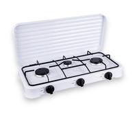 Fornello a gas a 3 fuochi con coperchio per campeggio 57x33xH10 cm