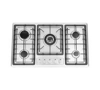 Fornello a gas a 5 fuochi, in acciaio inox, quattro livelli di potenza, 5 fiamme, fornello a gas con 2000 pa,86 x 51 x 9 cm in acciaio inox per grandi cucine come ristoranti e alberghi