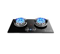 Fornello A Gas A Doppio Bruciatore,Stufa Di Conversione NG/GPL,Stufa A Gas In Rame Fuso In Vetro Temperato Nero Da 5,2KW, Con Protezione Anti-Fiamma, For La Casa E Il Campeggio(NG)