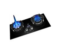 Fornello a gas a due fuochi, con funzione timer, wok da 5,2 kW, vetro temperato, 9 cavità, elevata potenza di fuoco, for uso domestico ed esterno.(LPG)