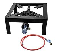 Fornello a gas a sgabello, 8 kW, per esterni, campeggio, 25 x 25 x 11 cm, fornello a gas, con tubo a gas propano da 150 cm e regolatore di pressione del gas da 50 mbar, regolazione costante