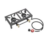 Fornello a gas da 8 kw, fornello a gas a 2 fiamme, con tubo da 1,2 m e regolatore di pressione da 10 Mbar, regolatore di pressione del gas, fornello da campeggio, giardino, cortile