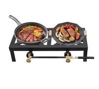 Fornello a gas da campeggio, 8 KW, 2 fiamme, fornello a gas, valvola di regolazione della pressione (0-10 psi) con tubo di regolazione da 1,2 m, piastra di cottura a gas, stabilità per campeggio