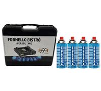 Fornello a gas da campeggio in valigetta per trasporto+ 4 bombole kemper Gas Butano