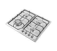 Fornello a gas da incasso con 4 bruciatori in acciaio inox - Per casa e ristorante, 58 x 50 cm, attacco a gas naturale, calore veloce, facile da usare, per cucinare più piatti contemporaneamente.