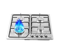 Fornello a gas da incasso, piano cottura a gas integrato, 5 fuochi, 770 x 510 mm, 5 fuochi, in vetro temperato, fornello a gas integrato, accensione a batteria, 5 piastre autosufficienti (5 fornelli