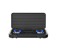 Fornello a gas gpl cucina da campeggio casa 2 fuochi 2.2 kw piastra nero