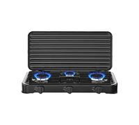 FORNELLO A GAS GPL CUCINA DA CAMPEGGIO CASA 3 FUOCHI PIASTRA NERO